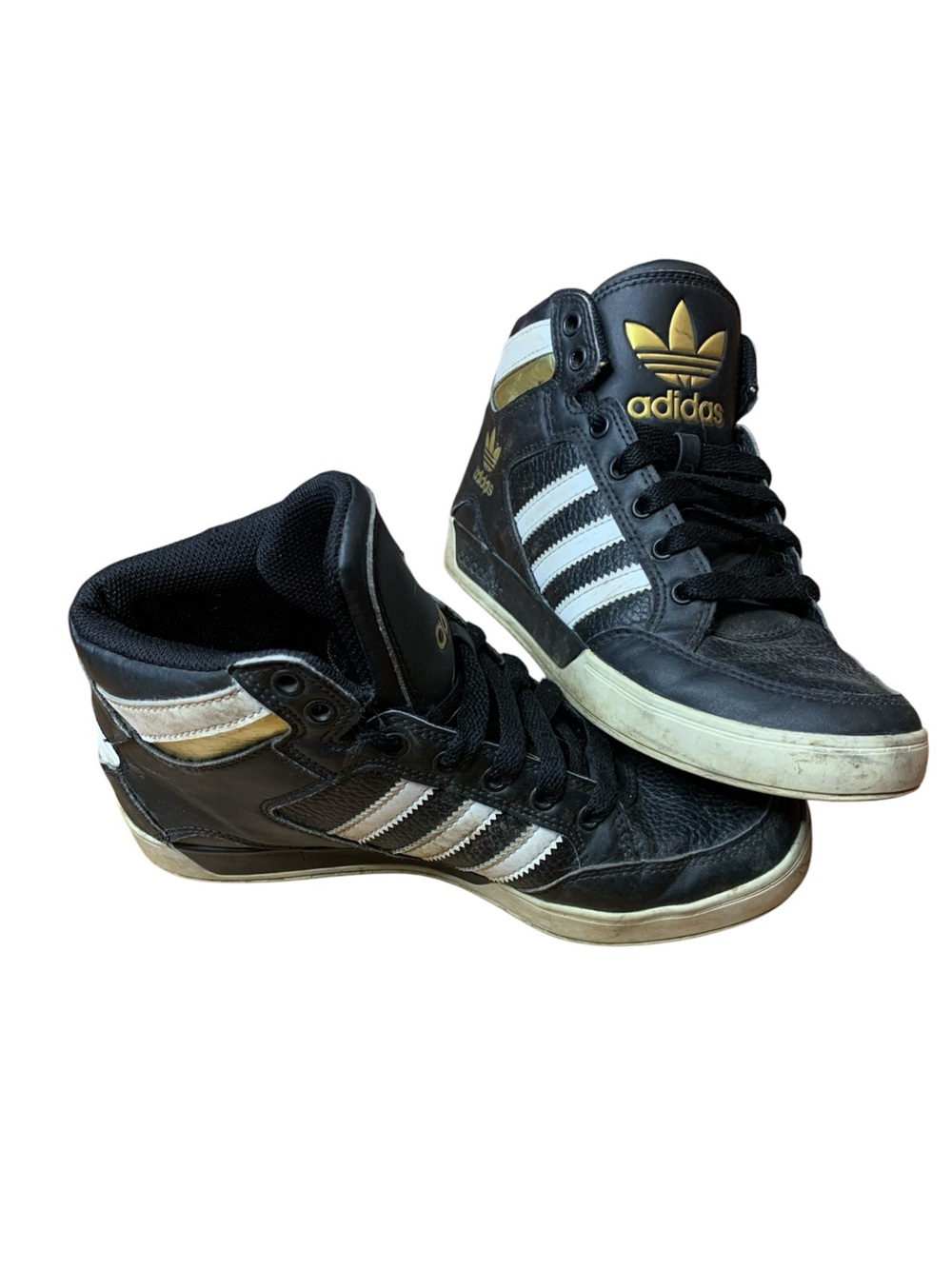 Adidas Originals Hardcourt Hi High Top Sneakers Black Gold White US 4.5Y 6W